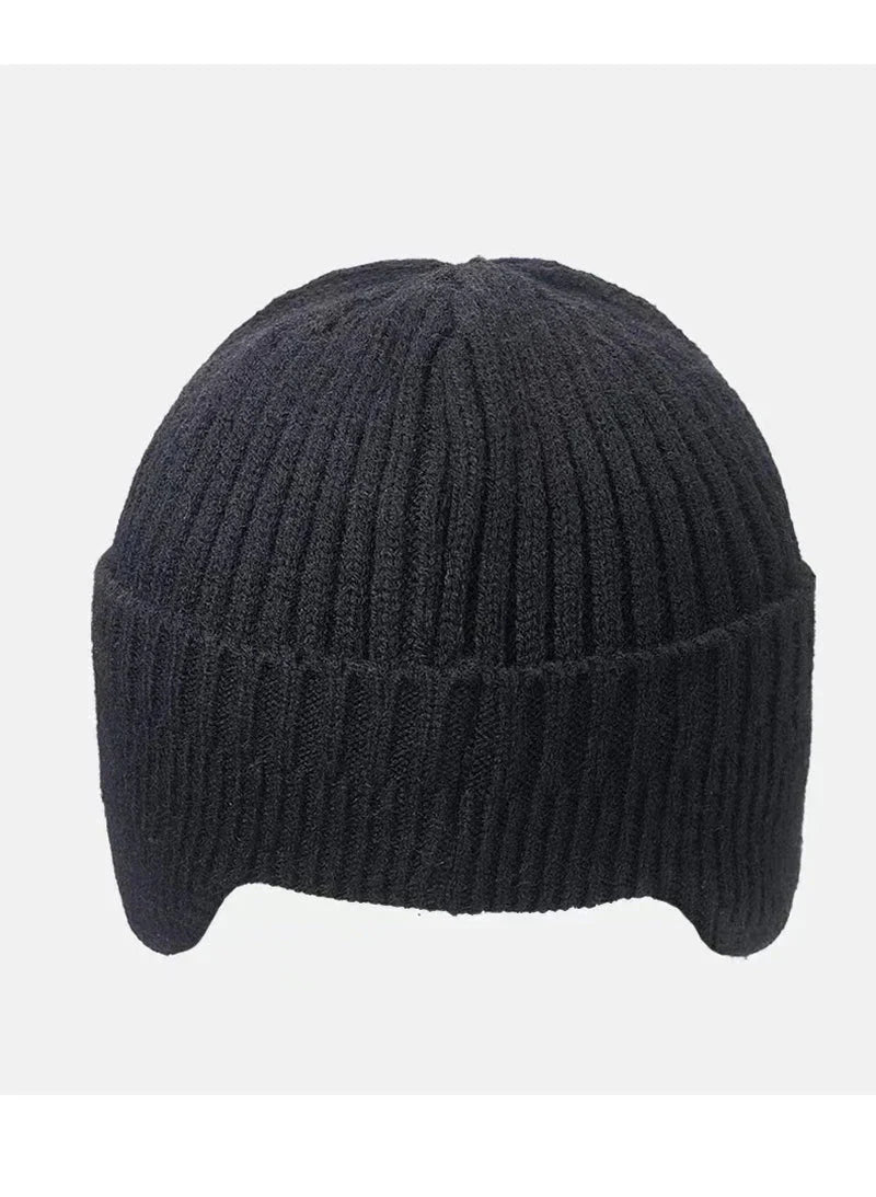 New Winter Men'S Hat β Outdoor Ear Protection Warm Knitted Cap with Windproof Visor, Thick Bicycle Scarf Cap for Men
