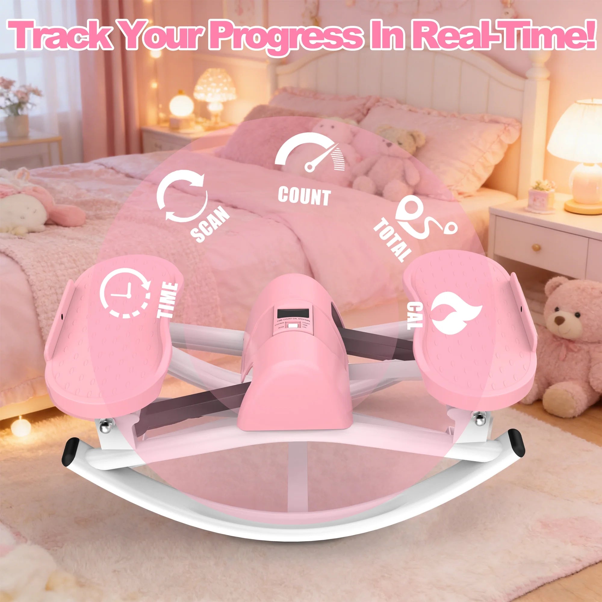Lateral Stepper Machine for Exercise-Rocking Stepper Machine with Resistance Bands & Anti-Slip Mat and LCD Monitor, Professional Stair Stepper for Home Workout